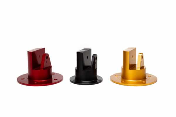 Anodized housings — red, black, gold